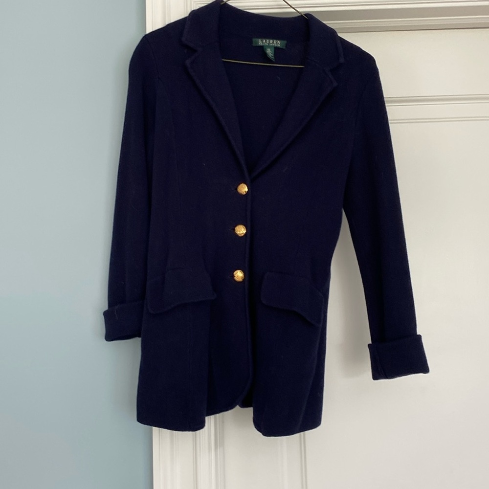 Lauren classic navy knit blazer